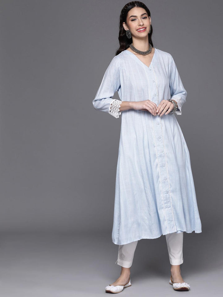 Blue Woven Design Rayon Kurta