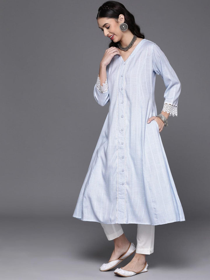 Blue Woven Design Rayon Kurta