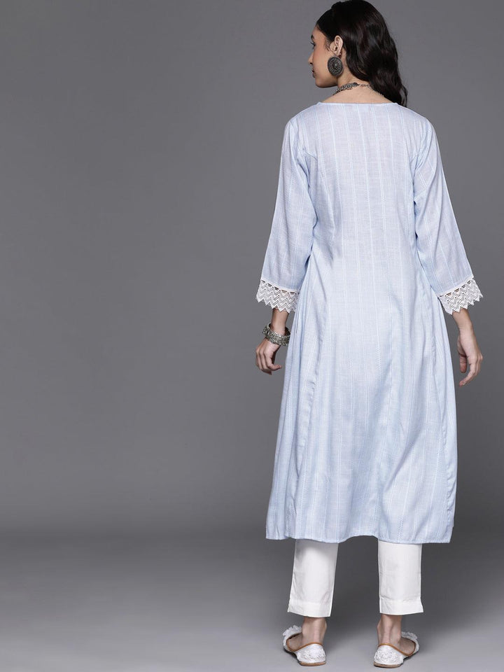 Blue Woven Design Rayon Kurta