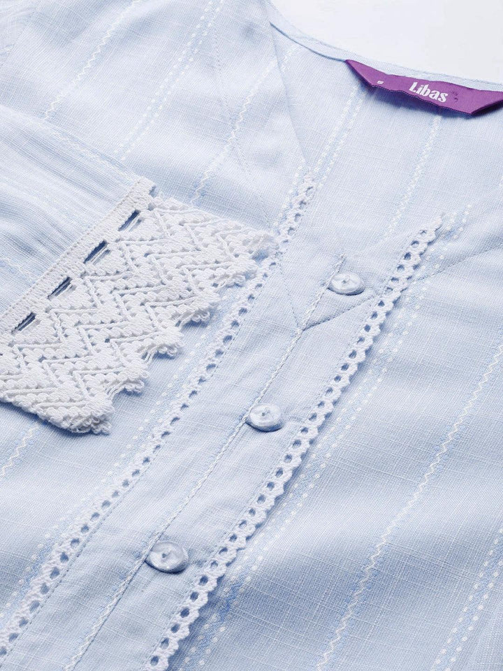 Blue Woven Design Rayon Kurta
