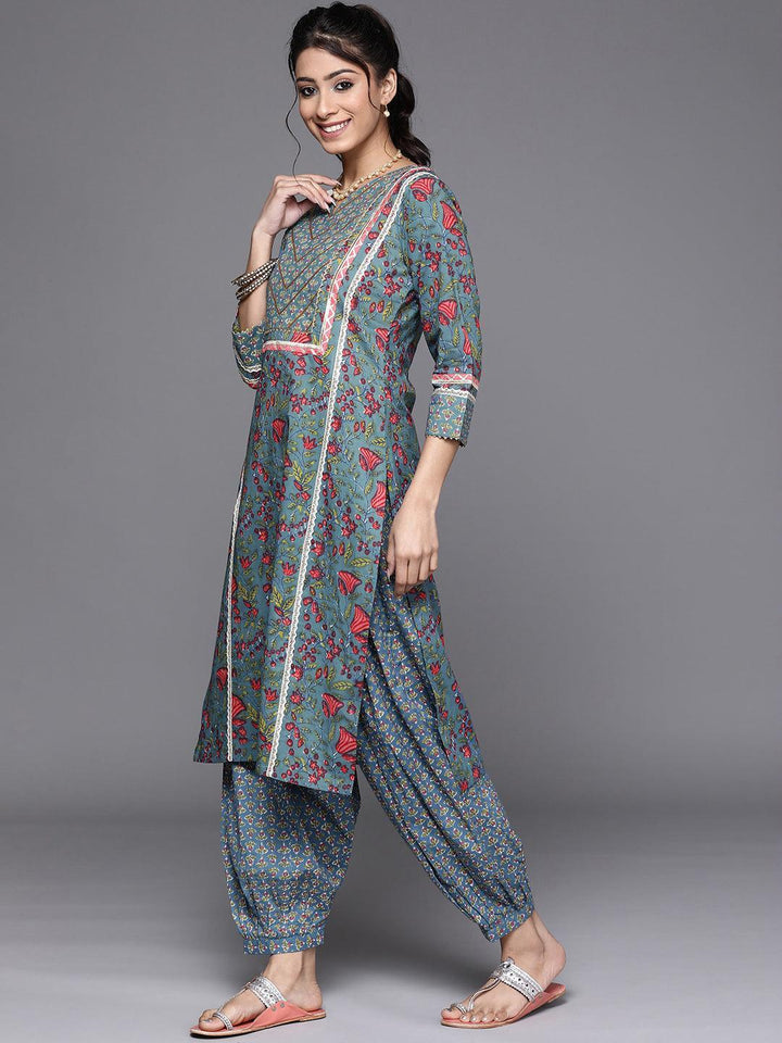 Blue Yoke Design Cotton Kurta