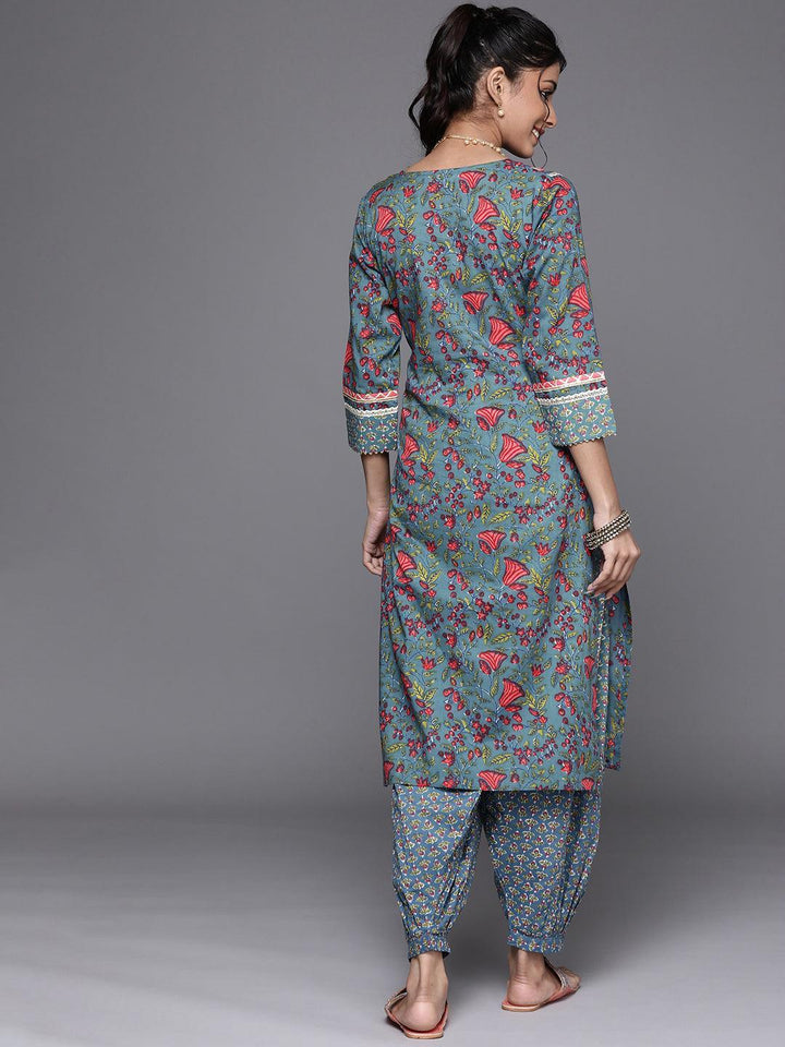 Blue Yoke Design Cotton Kurta
