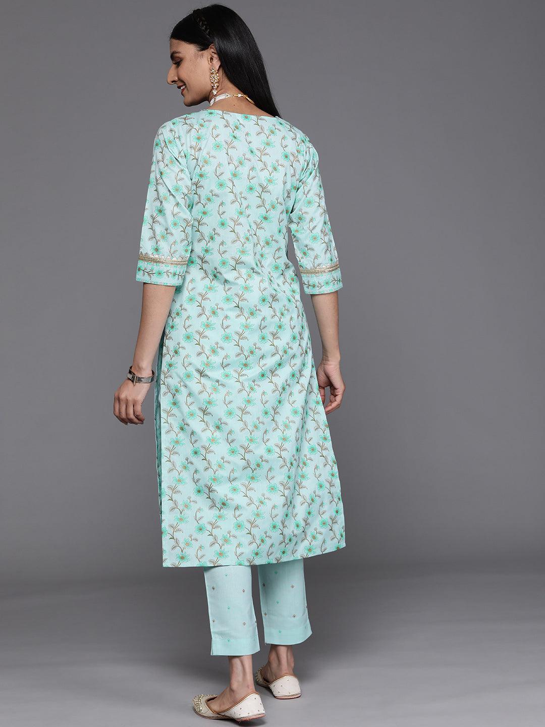 Blue Yoke Design Cotton Silk Kurta - ShopLibas
