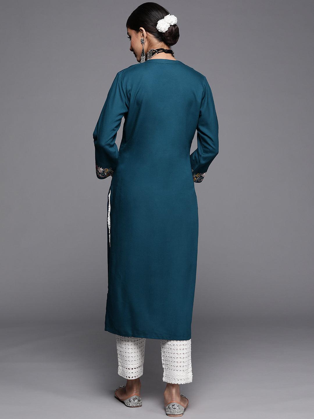 Blue Yoke Design Rayon Kurta - ShopLibas