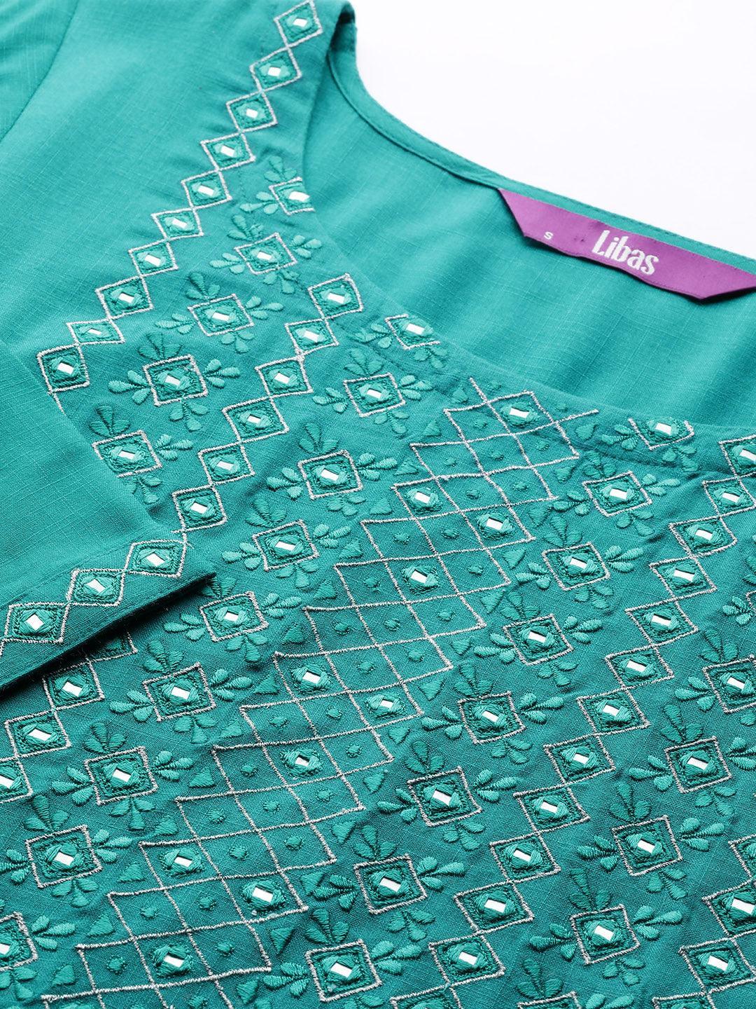 Blue Yoke Design Rayon Kurta - ShopLibas