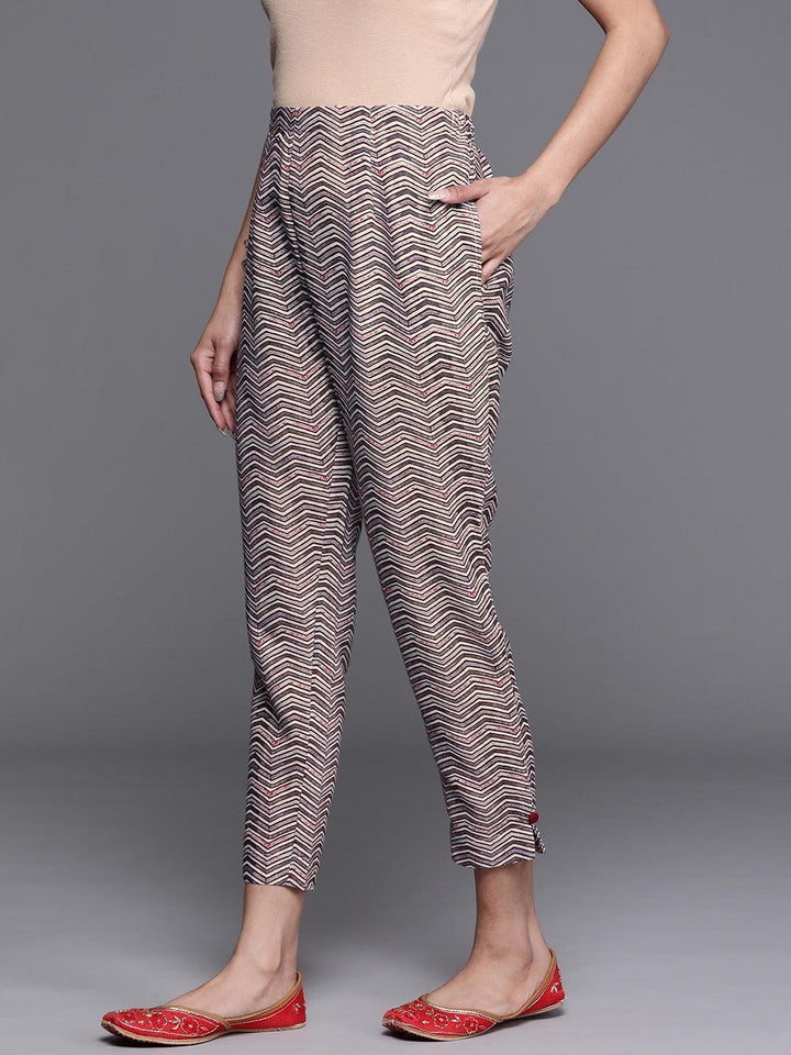 Brown Printed Cotton Trousers