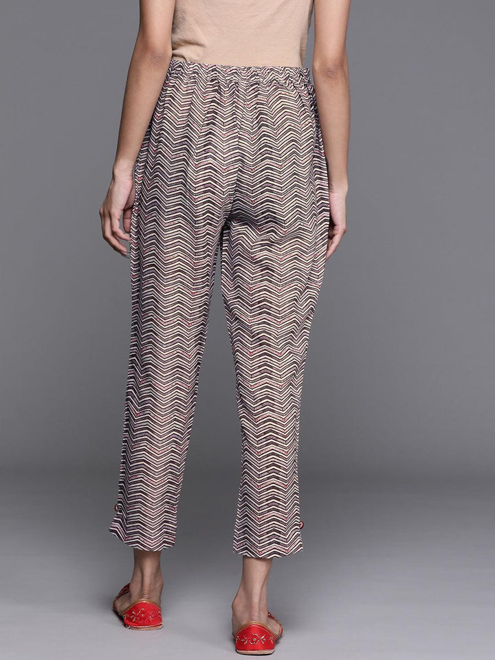 Brown Printed Cotton Trousers
