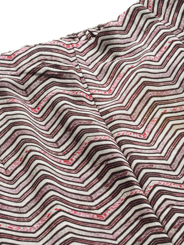 Brown Printed Cotton Trousers