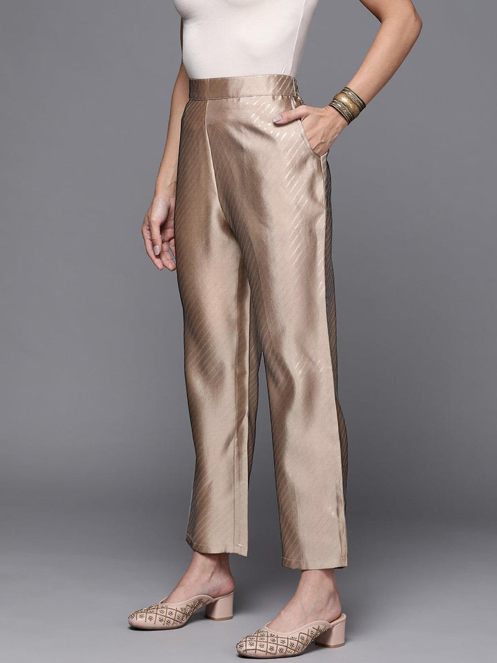 Brown Printed Silk Trousers