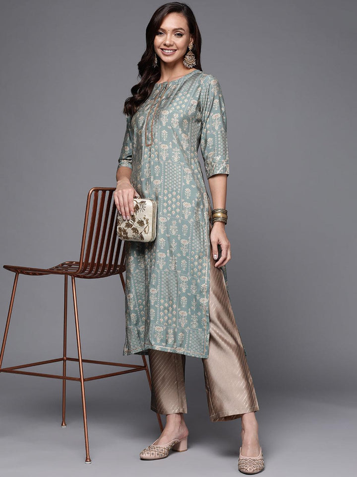 Brown Printed Silk Trousers