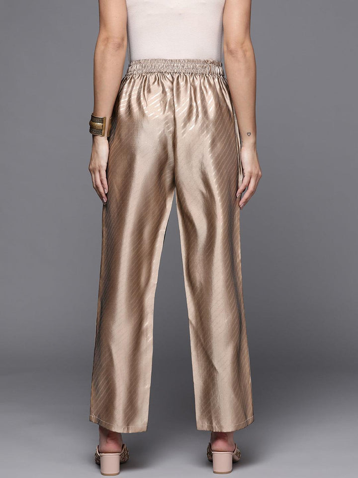 Brown Printed Silk Trousers