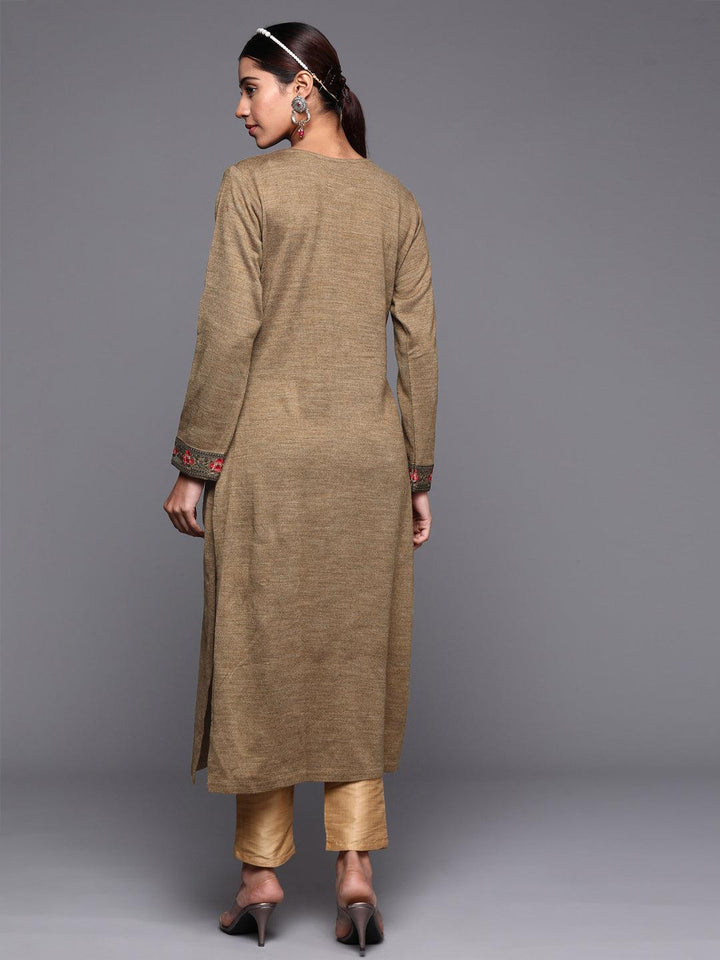 Brown Yoke Design Wool Straight Kurta