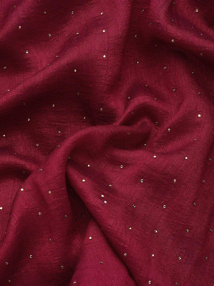 Burgundy Embroidered Silk Blend Saree