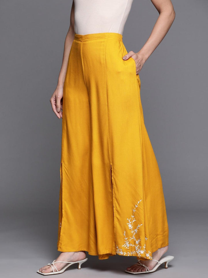 Yellow Hem Design Rayon Palazzos