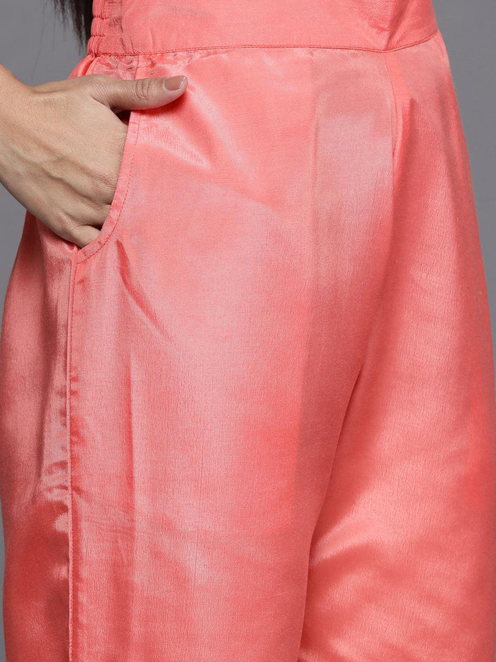 Coral Embroidered Georgette Straight Kurta With Dupatta