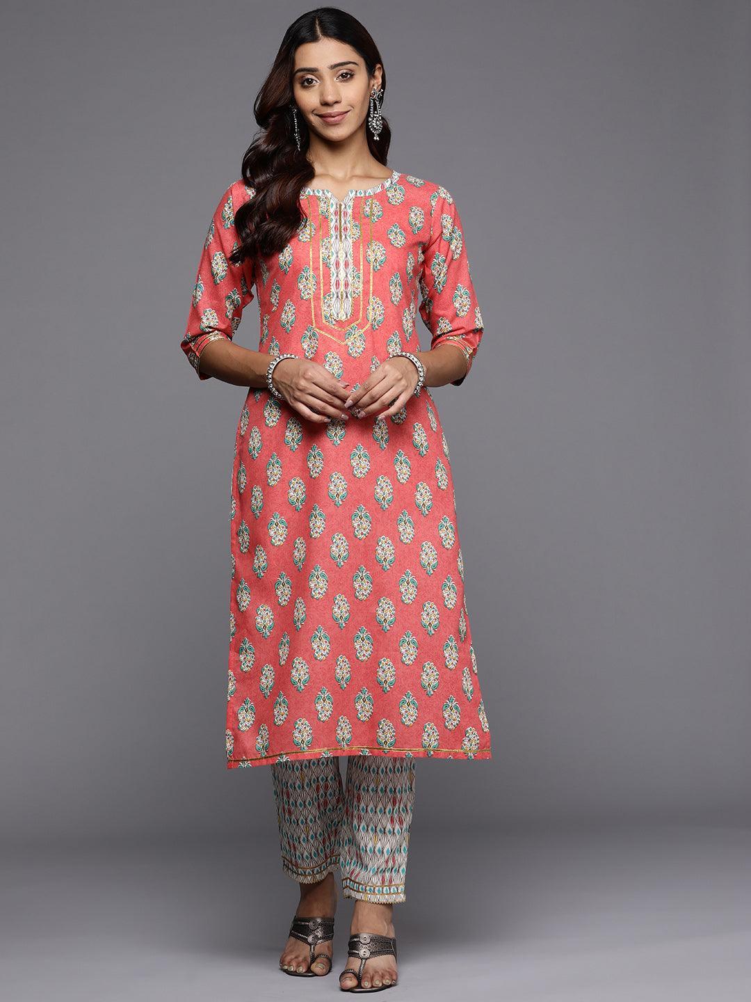 Coral Printed Cotton Straight Kurta - ShopLibas