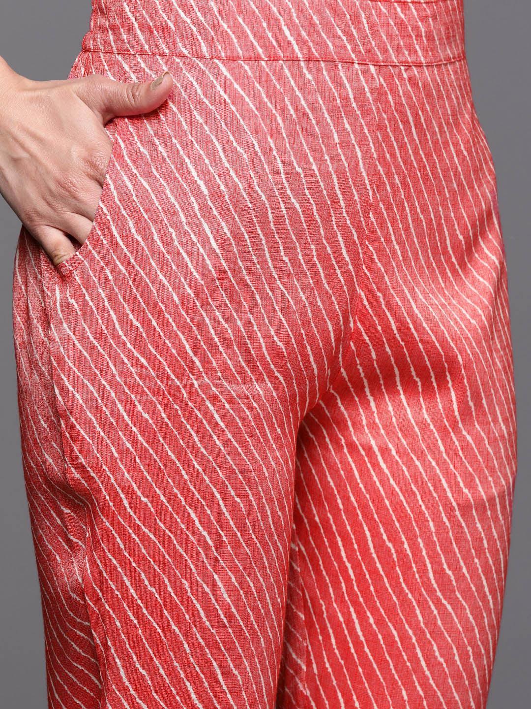 Coral Printed Rayon Straight Suit Set With Trousers - ShopLibas