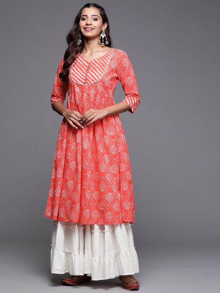 Coral Yoke Design Cotton Anarkali Kurta