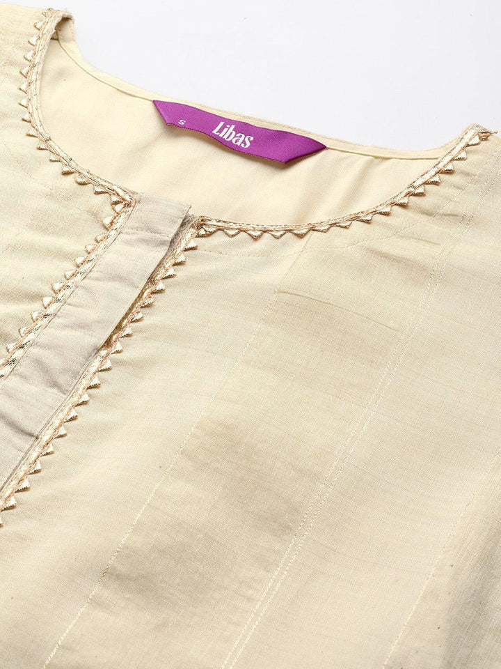 Cream Woven Design Chanderi Silk Straight Kurta