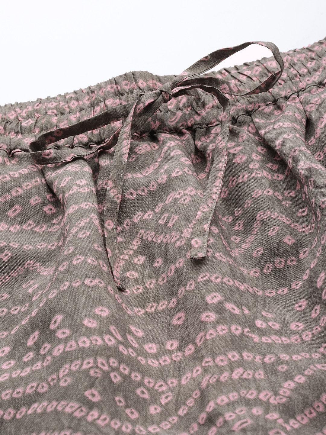 Grey Printed Silk Palazzos - ShopLibas