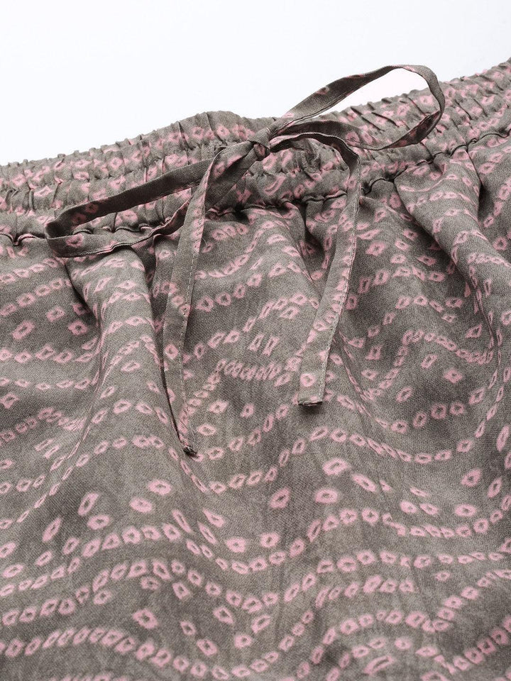 Grey Printed Silk Palazzos