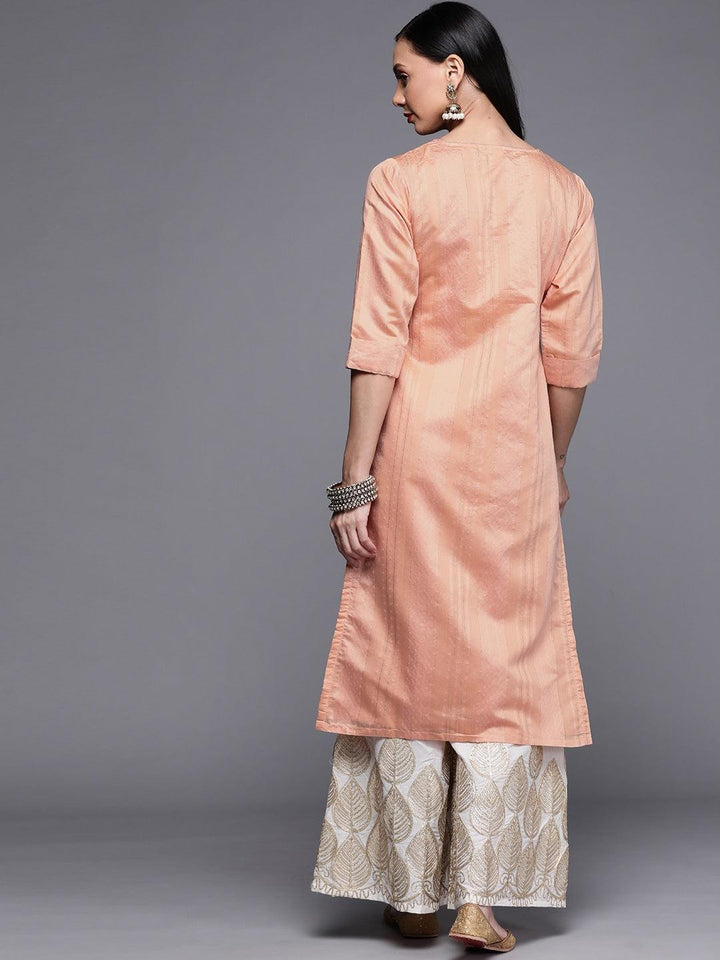 Pink Woven Design Chanderi Silk Kurta