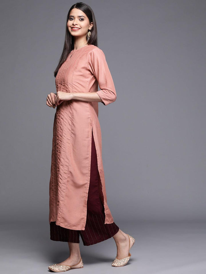 Pink Solid Chanderi Silk Kurta