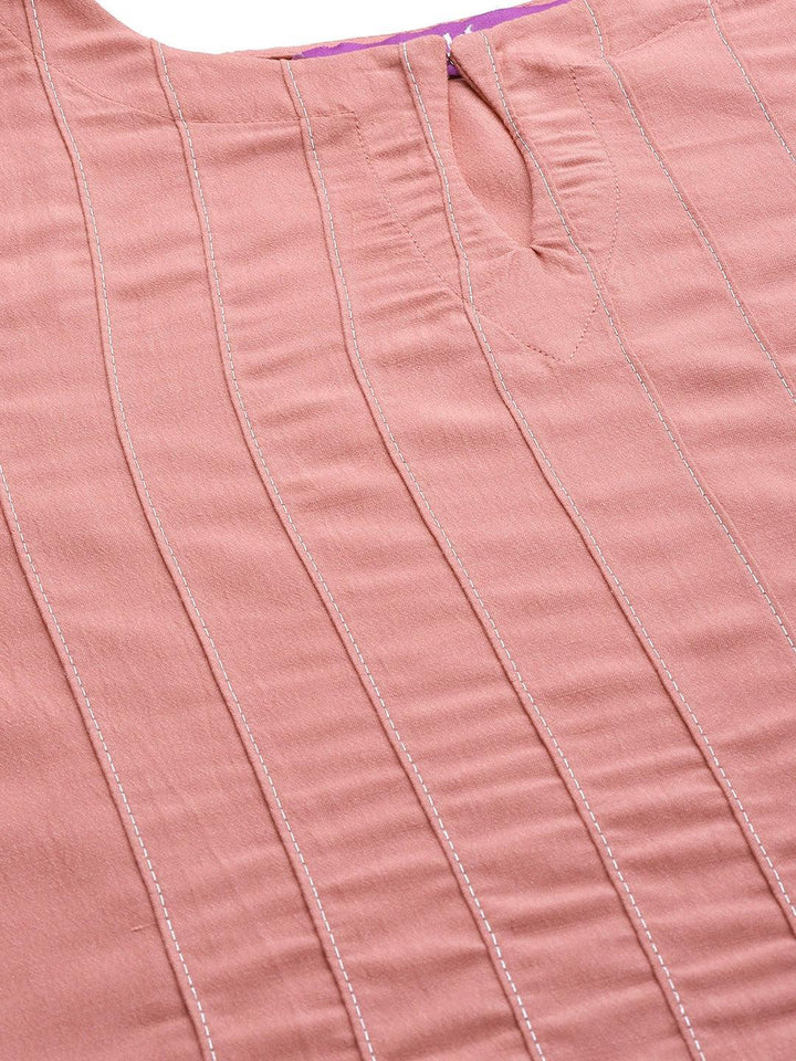 Pink Solid Chanderi Silk Kurta
