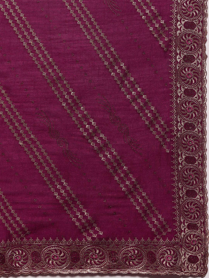 Fuchsia Embroidered Silk Blend Saree
