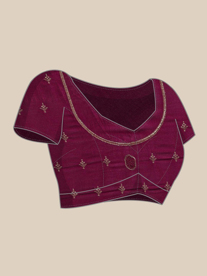 Fuchsia Embroidered Silk Blend Saree