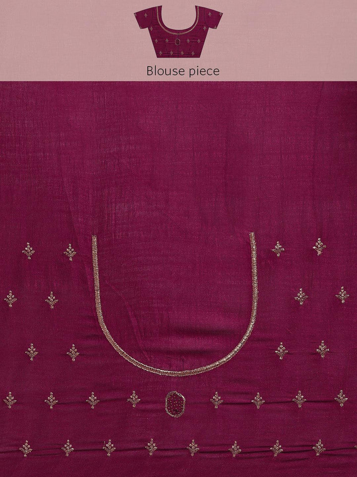 Fuchsia Embroidered Silk Blend Saree