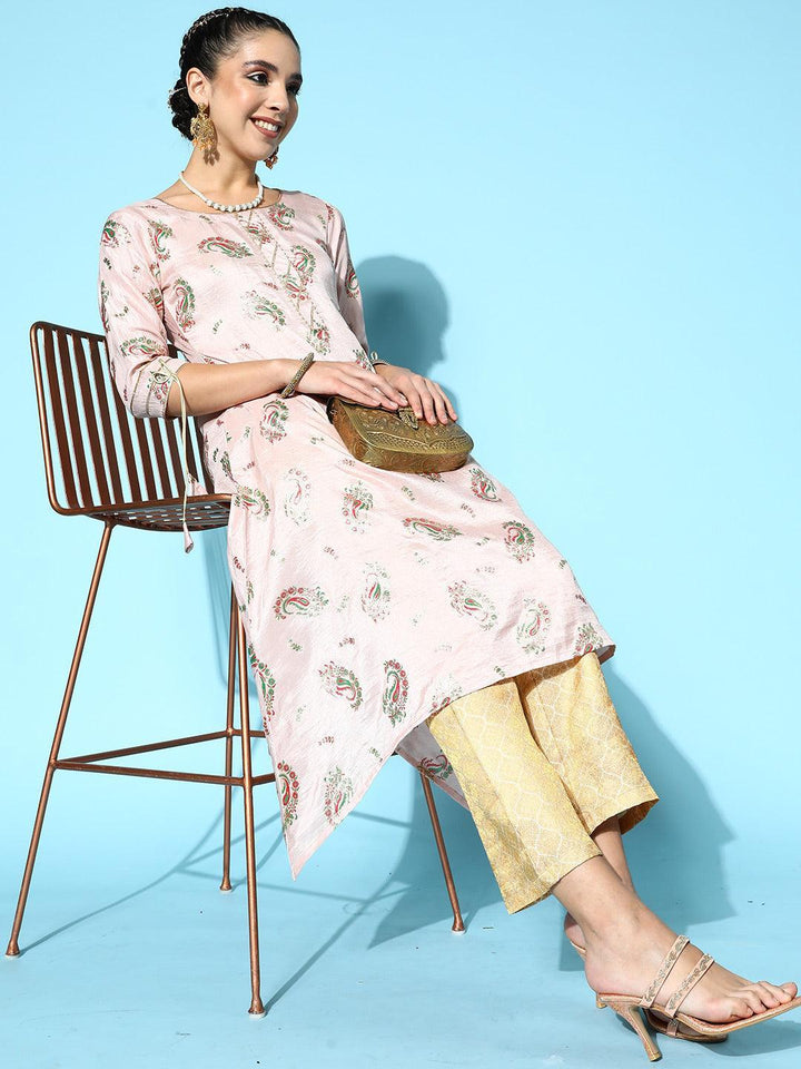 Gold Self Design Jacquard Trousers