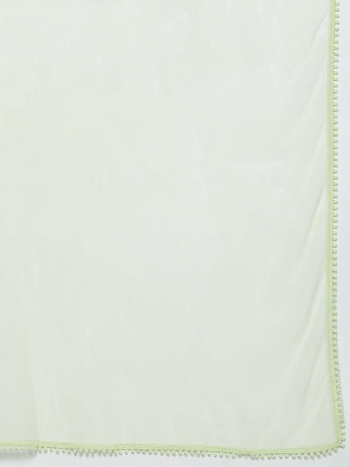 Green Embroidered Georgette A-Line Kurta With Palazzos & Dupatta