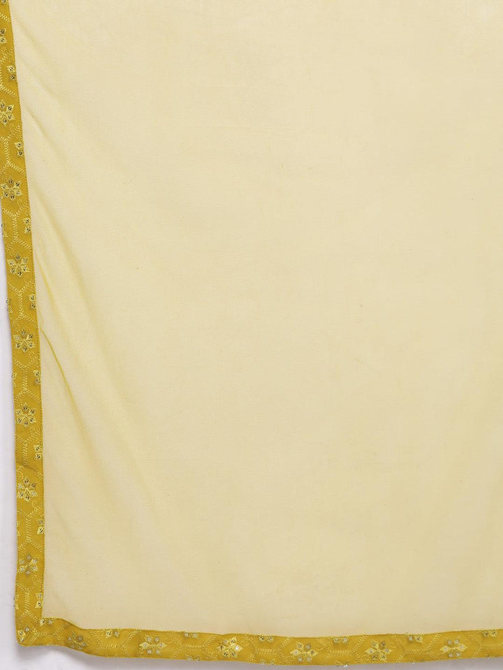 Green Embroidered Georgette Straight Kurta With Sharara & Dupatta