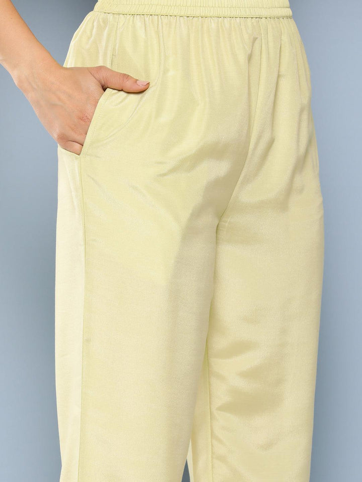 Green Embroidered Georgette Straight Kurta With Trousers & Dupatta