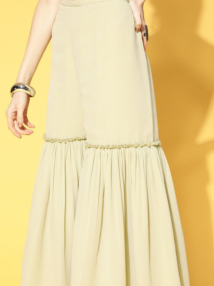 Green Embroidered Georgette Kurta Set