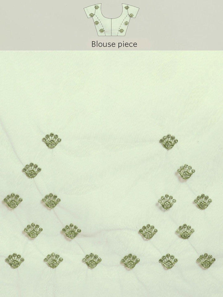 Green Embroidered Net Saree