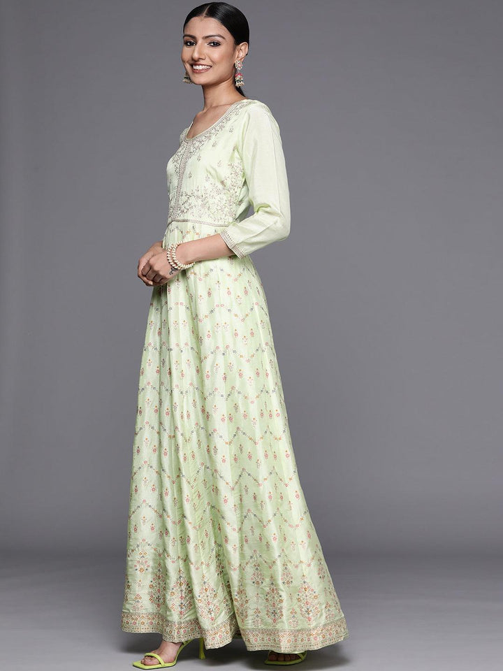 Green Embroidered Silk Anarkali Suit Set