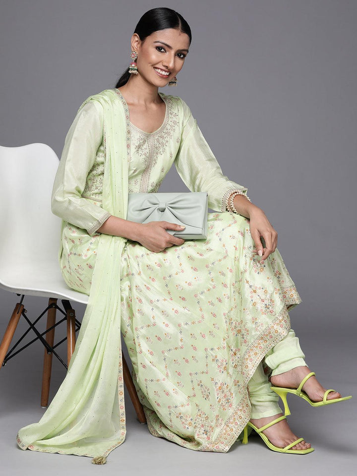 Green Embroidered Silk Anarkali Suit Set