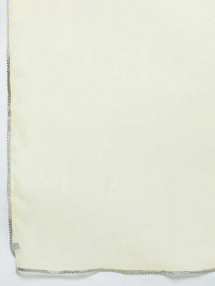 Green Embroidered Silk Blend Straight Kurta With Trousers & Dupatta