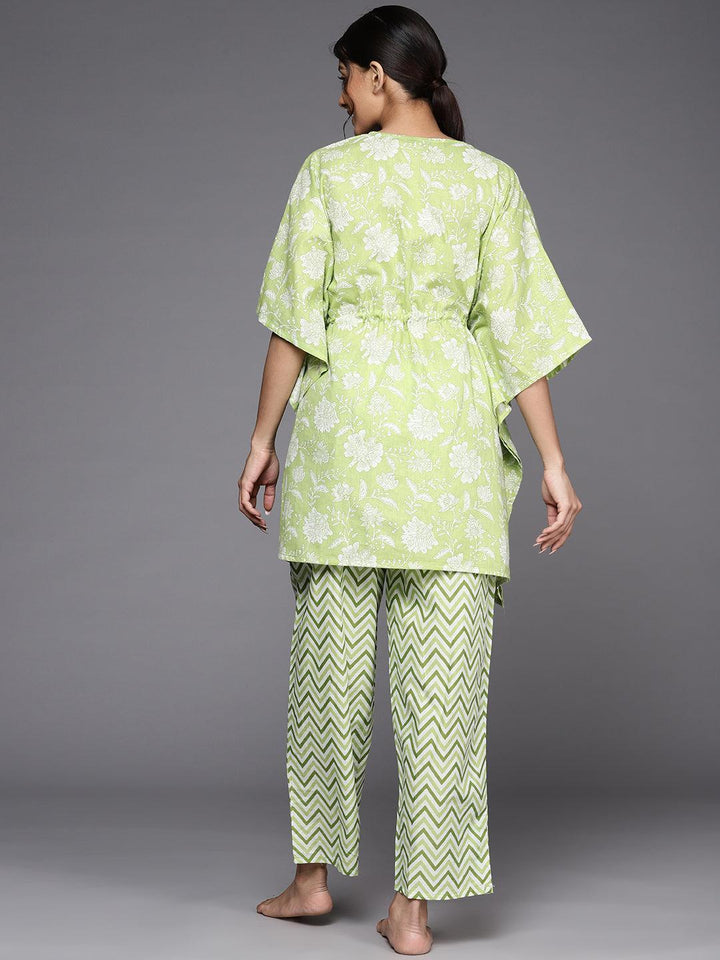 Green Printed Cotton Night Suit