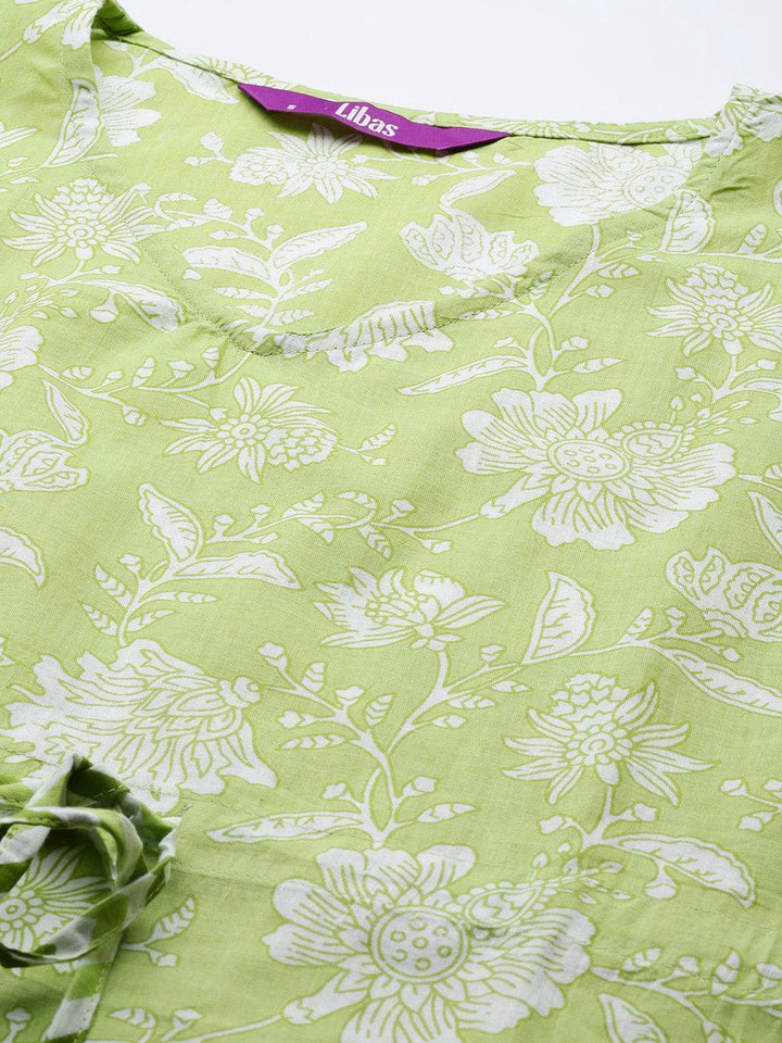 Green Printed Cotton Night Suit