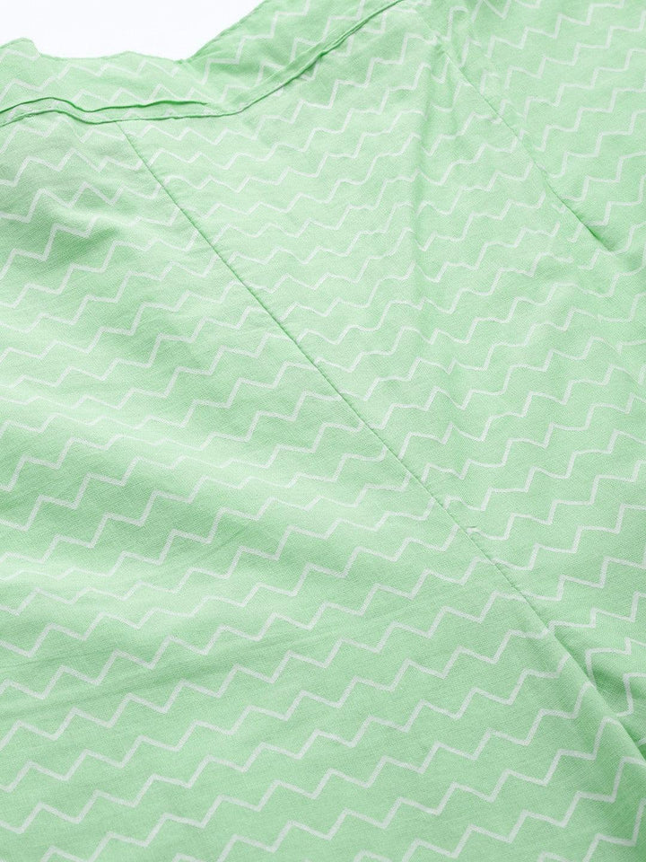 Green Printed Cotton Night Suit