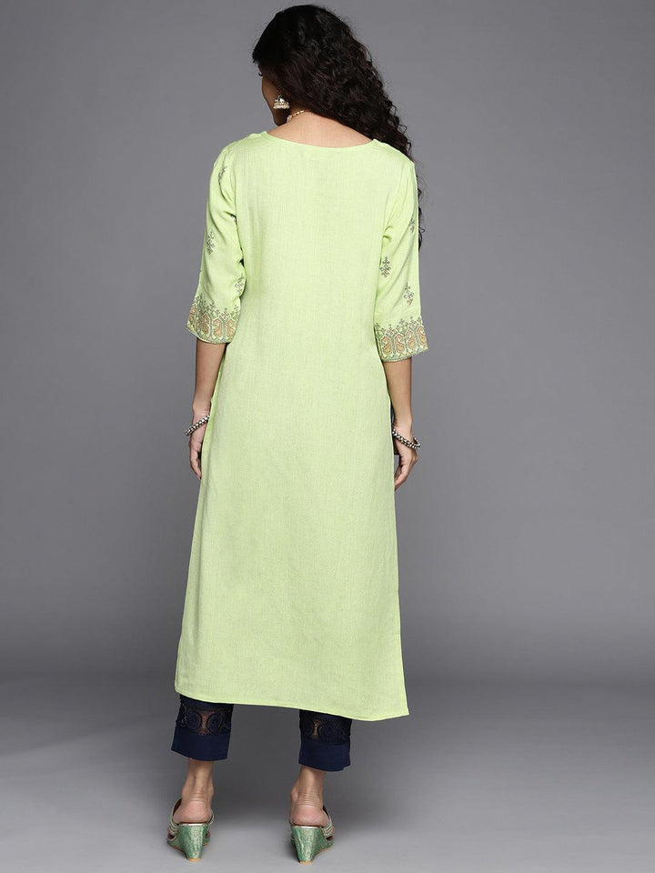 Green Printed Cotton Kurta