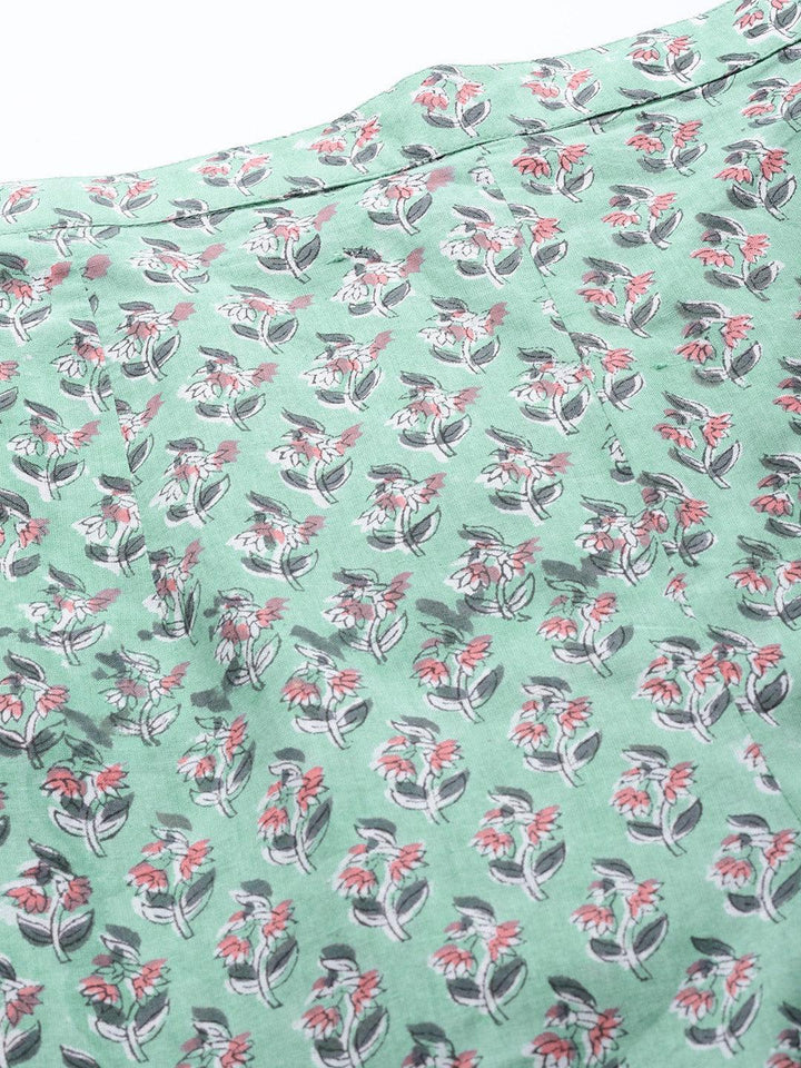 Green Printed Cotton Night Suit