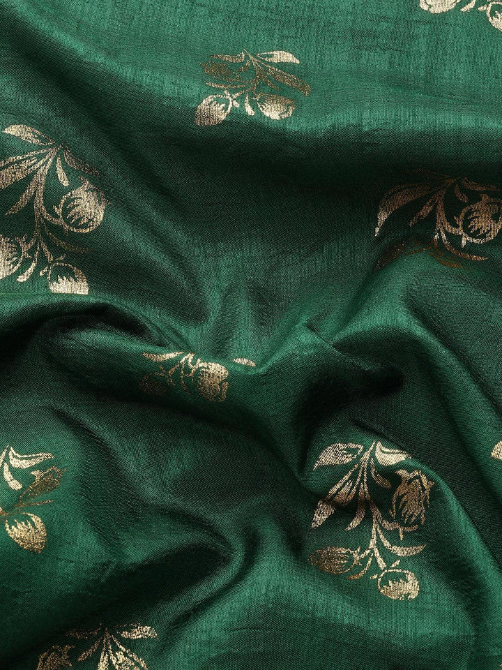 Green Printed Silk Blend Saree