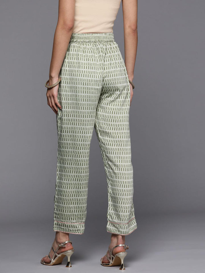 Green Printed Silk Trousers