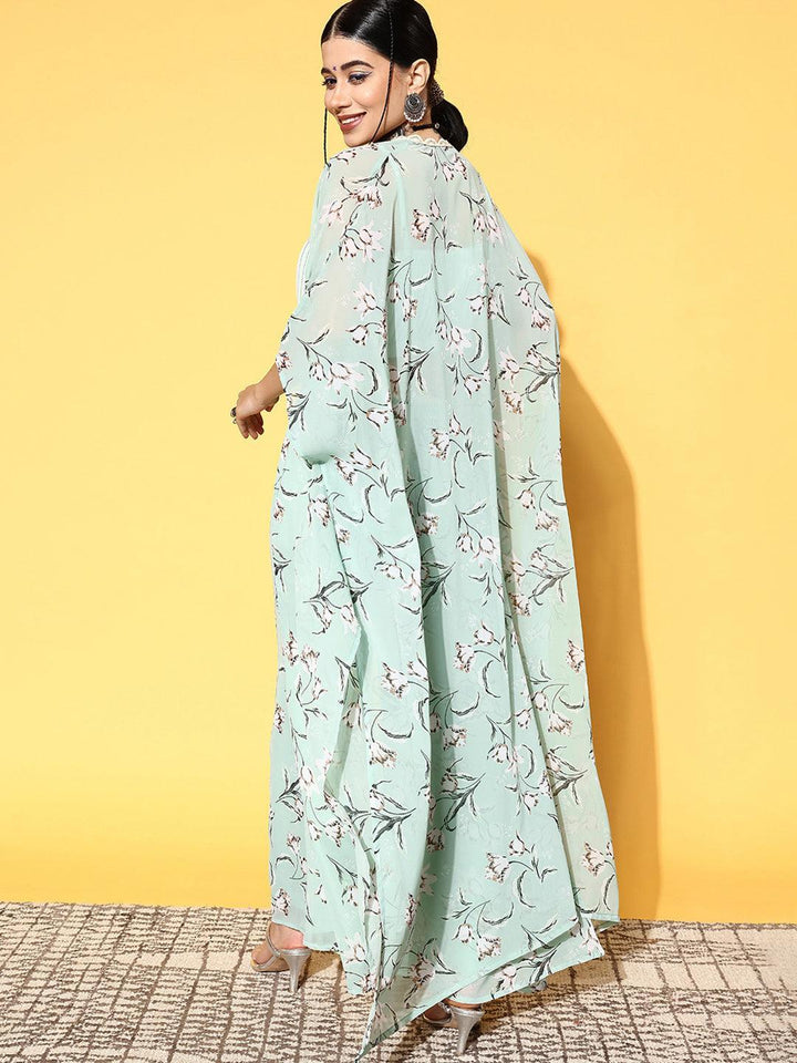 Green Solid Georgette 3 Piece Co-Ords