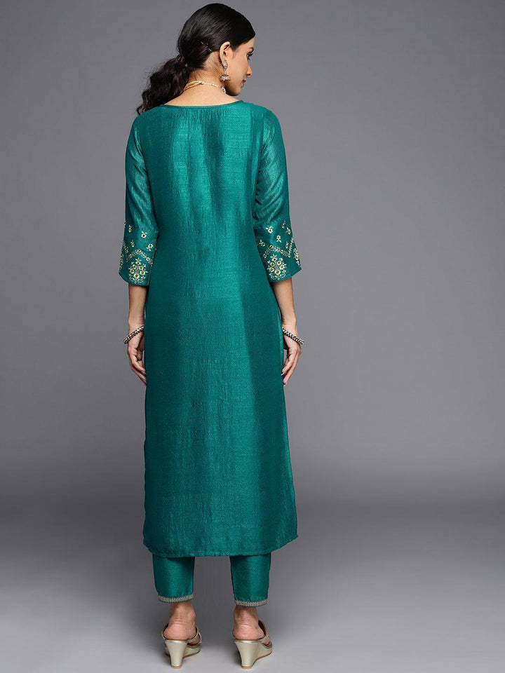 Green Solid Silk Kurta