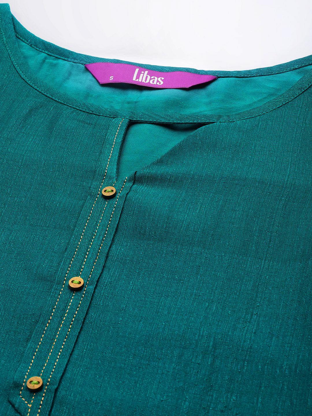 Green Solid Silk Kurta - ShopLibas